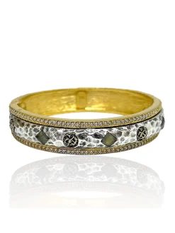 Tat2 Designs Labradorite Mota Coin Bangle in Gold & Vintage Silver