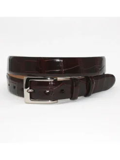 Torino Leather American Alligator Skin Belt in Brown