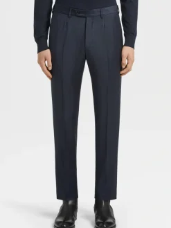 Zegna Navy Blue Milano Trofeo™ Wool Suit in Pinpoint Pattern