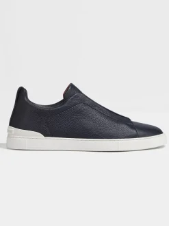 Zegna Navy Deerskin Triple Stitch™ Sneakers