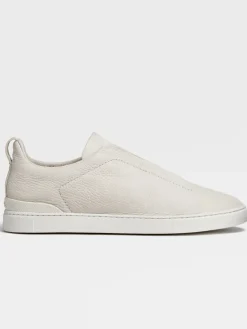 Zegna Off White Deerskin Triple Stitch™ Sneakers